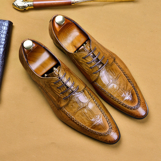 Zapatos de Cuero Casual Británico Estilo Coreano con Patrón Cocodrilo - Image 4