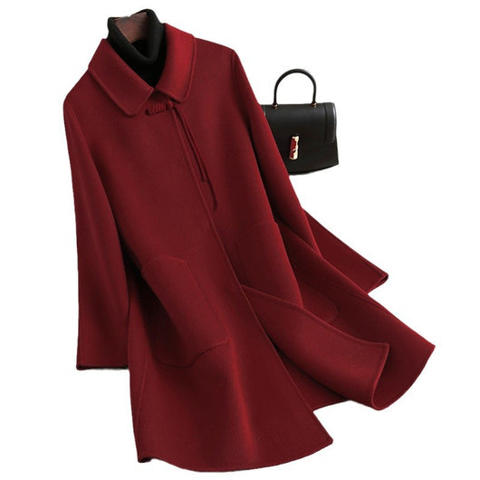 Abrigo de Lana Reversible Oversized Estilo Chino Rojo - Image 5