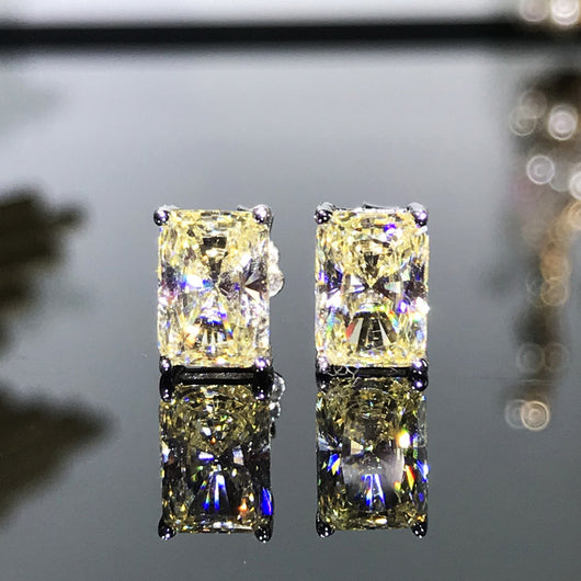 Aretes de Plata 925 con Diamante Rectangular de Alto Carbono - Image 12