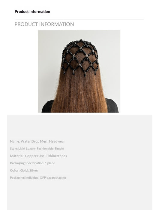 Diadema de Malla Negra Perla Estilo Retro para Trabajo Intenso - Image 10