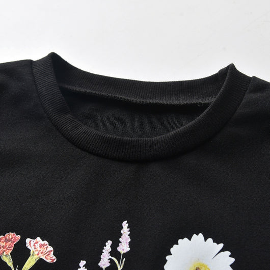 Sudadera Infantil Estampado Floral Manga Larga Negro - Image 3