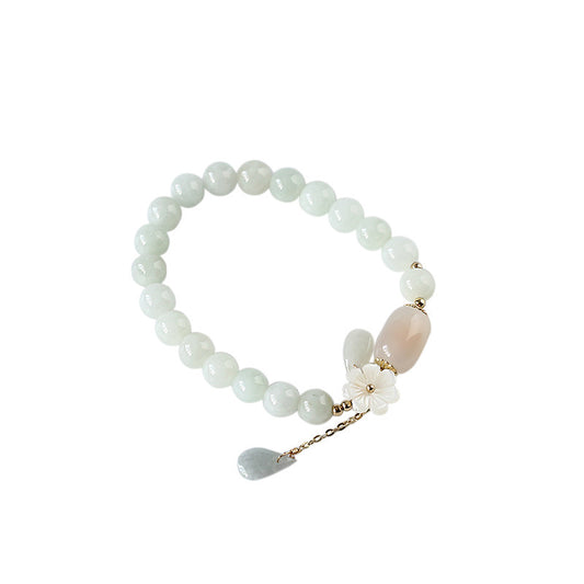Pulsera de Jade Flor de Concha con Gota de Agua