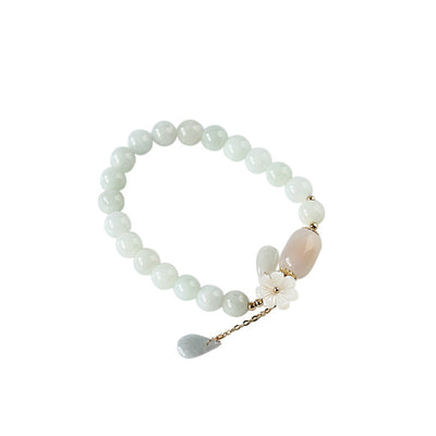 Pulsera de Jade Flor de Concha con Gota de Agua