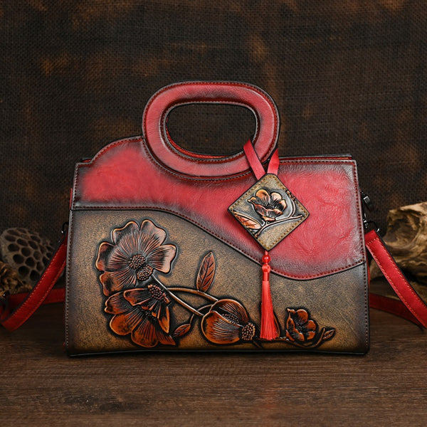 Bolso Crossbody Étnico Artesanal con Textura en Relieve para Mujer