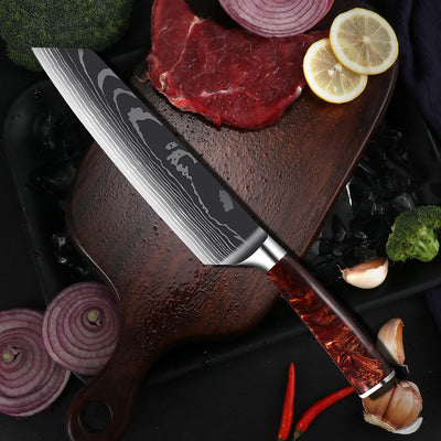 Juego de Cuchillos de Cocina Damascus con Mango de Resina Roja - Image 26
