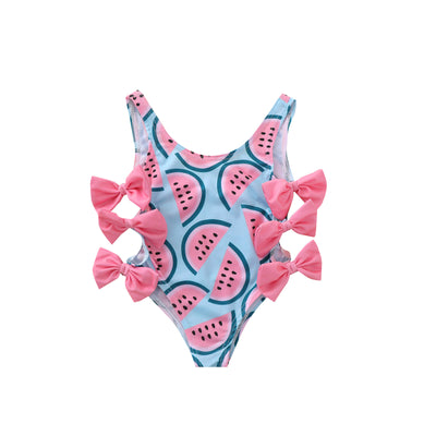 Traje de Baño Niña Estampado Sandía con Moño - Image 2