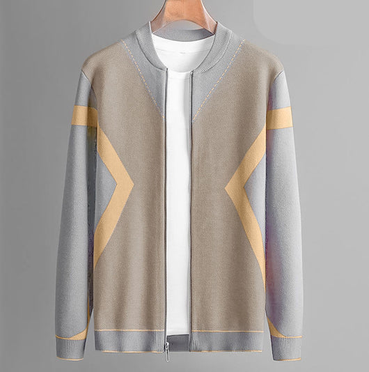 Cardigan Tejido Jacquard con Contraste de Colores y Cierre - Image 13