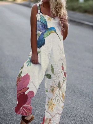 Jumpsuit Ancho Estampado con Bolsillos Laterales para Mujer - Image 5