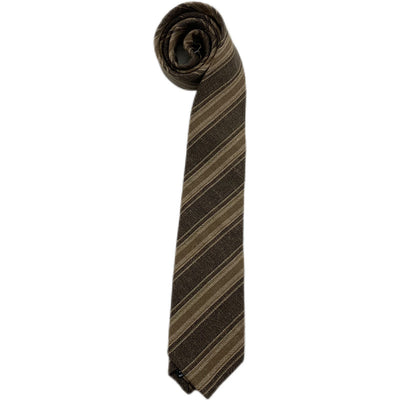 Corbata Escolar Británica de Invierno - Algodón Lino a Rayas Marrón con Cuadros - Image 5