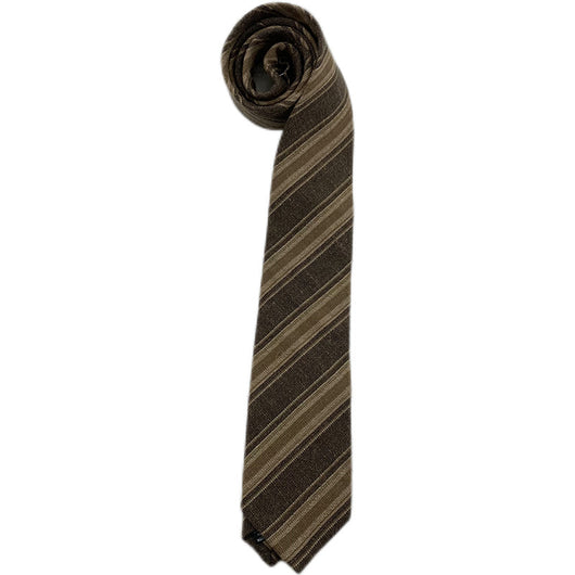 Corbata Escolar Británica de Invierno - Algodón Lino a Rayas Marrón con Cuadros - Image 5