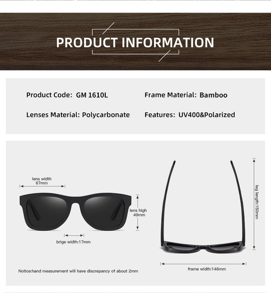 Gafas de Bambú con Marco Negro Texturizado y Patillas Estampadas - Image 29