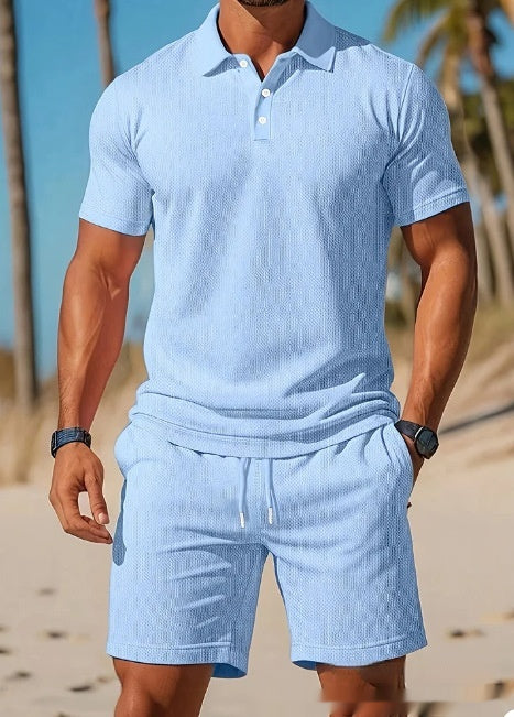 Conjunto Playero Hombre Mesh Respirable - Camisa y Shorts Deportivos Verano