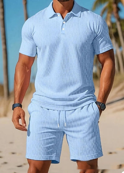 Conjunto Playero Hombre Mesh Respirable - Camisa y Shorts Deportivos Verano