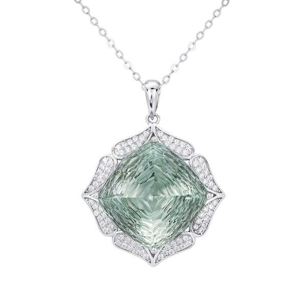Conjunto de Collar Cadena Plata S925 con Colgante de Cristal Verde Natural - Image 5