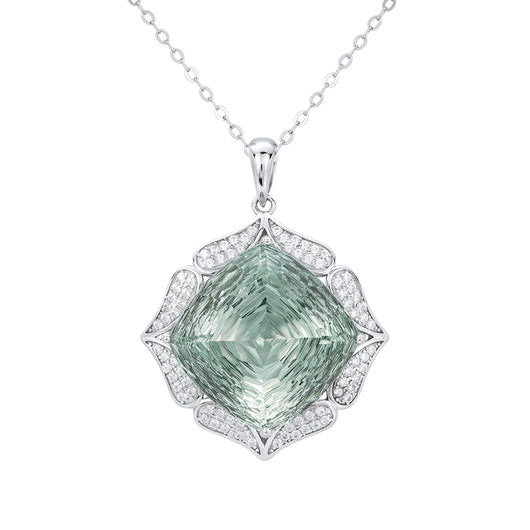 Conjunto de Collar Cadena Plata S925 con Colgante de Cristal Verde Natural - Image 5