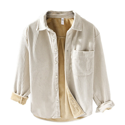 Camisa Acolchada de Terciopelo para Hombre - Suéter Holgado y Cálido - Image 4