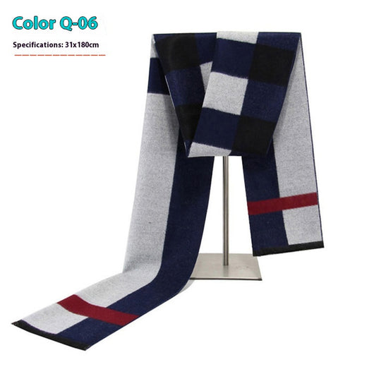 Bufanda Ejecutiva de Cachemira Rayada para Hombre Invierno - Image 11