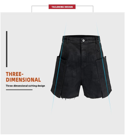 Pantalones Cortos Denim con Recubrimiento de Cera y Textura Burr - Azul Oscuro - Image 11