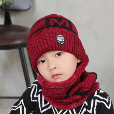 Conjunto de Gorro y Babero Tejido para Niños - Diseño Coreano Letras Abrigado Invierno - Image 19