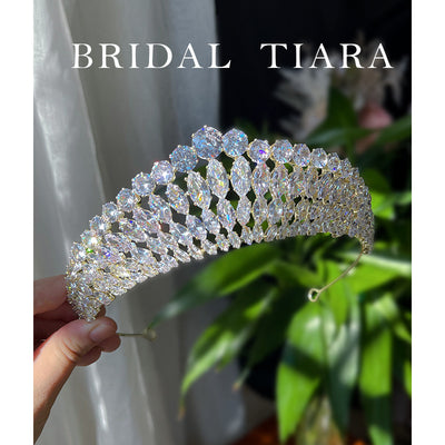 Corona Tiara de Zirconia con Destello de Diamante - Diadema Reina - Image 3