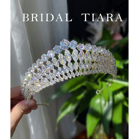 Corona Tiara de Zirconia con Destello de Diamante - Diadema Reina - Image 3