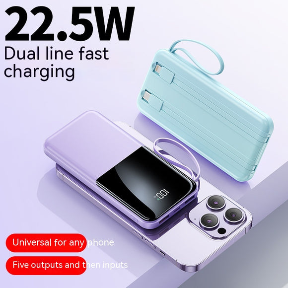 Batería Portátil 20000mAh Ultra Delgada con Cable Integrado