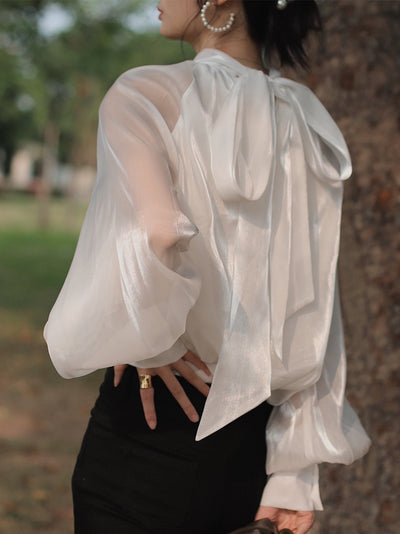 Blusa Tipo Western con Protección Solar y Lazo de Gasa para Mujer - Image 7