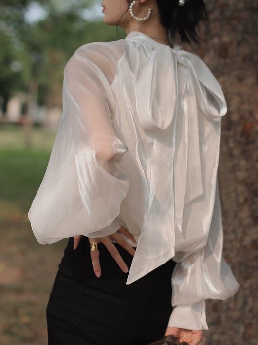 Blusa Tipo Western con Protección Solar y Lazo de Gasa para Mujer - Image 7