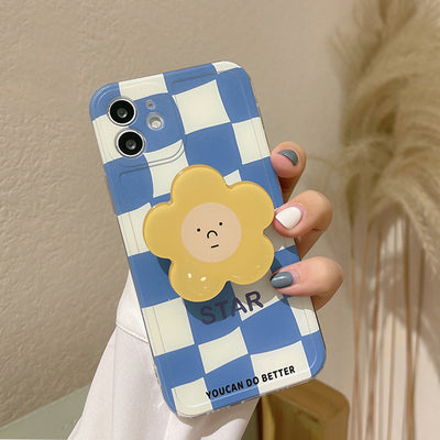 Funda para iPhone Diseño Cuadros y Flores Azul - Image 4