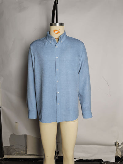 Camisa Casual de Manga Larga en Colores Sólidos - Transpirable y Cómoda - Image 8
