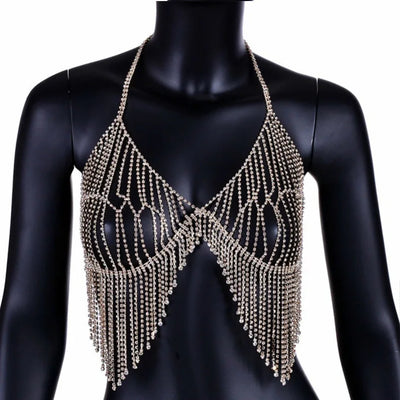 Cadena de Cuerpo Bikini con Diamantes y Flecos - Image 11