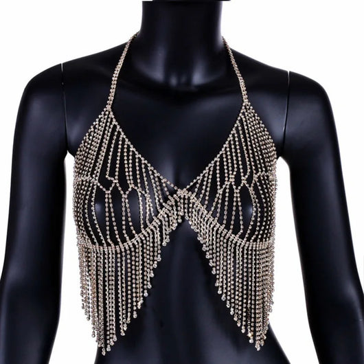 Cadena de Cuerpo Bikini con Diamantes y Flecos - Image 11