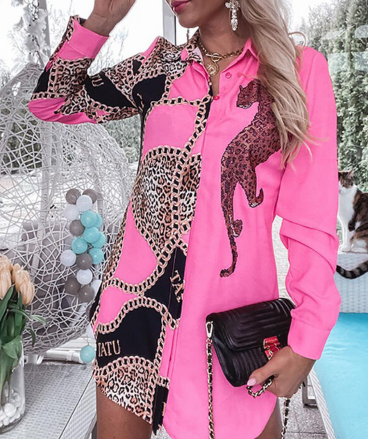 Camisa Larga Leopardo Cruzada - Diseño Europeo y Americano para Mujer - Image 8
