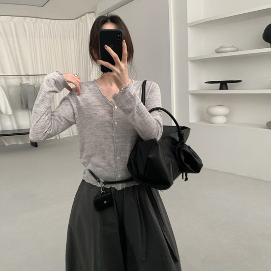 Cardigan Tejido con Encaje Efecto Hongo Arbóreo y Botones - Image 2