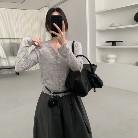 Cardigan Tejido con Encaje Efecto Hongo Arbóreo y Botones - Image 2