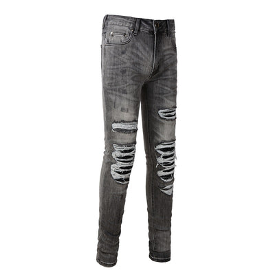 Pantalones Vaqueros Rotos Gris Casual para Hombre - Estilo Urbano Moderno - Image 2