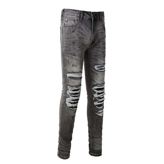Pantalones Vaqueros Rotos Gris Casual para Hombre - Estilo Urbano Moderno - Image 2