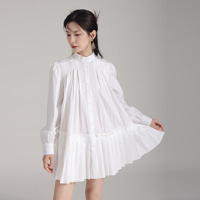 Vestido Camisero Plisado Manga Larga Diseño Exclusivo - Image 2