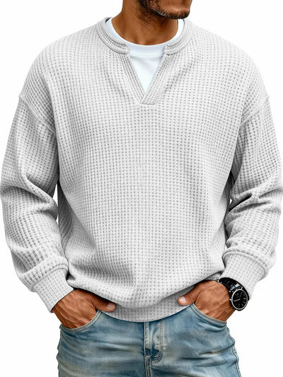 Sudadera Texturizada Cuello V para Hombre - Manga Larga Casual Versátil - Image 21