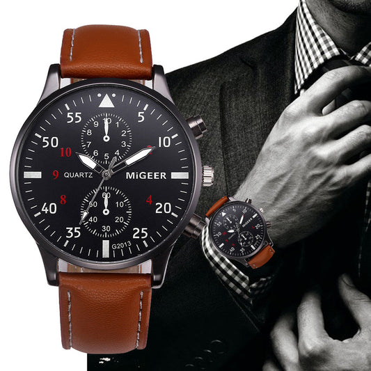 Reloj Deportivo Hombre Cuarzo Análogo Diseño Retro Correa Cuero Premium