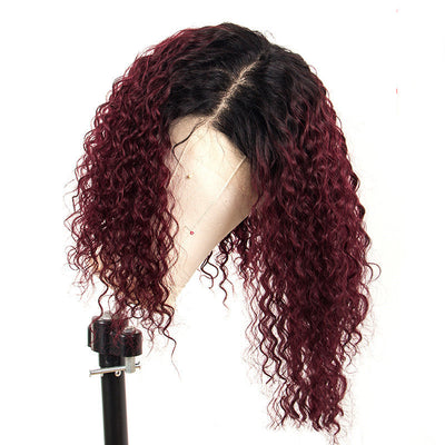 Peluca Encaje Completo Cabello Natural Degradado Borgoña - Frente de Encaje - Image 10