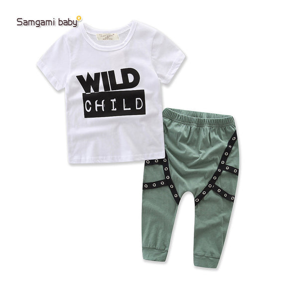 Conjunto Casual de Verano para Niños - Playera y Pantalón con Estampado