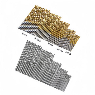 Juego de 50 Brocas Helicoidales 1-3mm Acero Rápido H2 Revestimiento Titanio - Image 9
