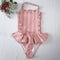 Traje de Baño Infantil Siamés a Rayas con Encaje Estilo Princesa