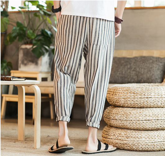 Pantalones Casuales Hombre Talla Grande Algodón Lino Estilo Japonés - Image 4