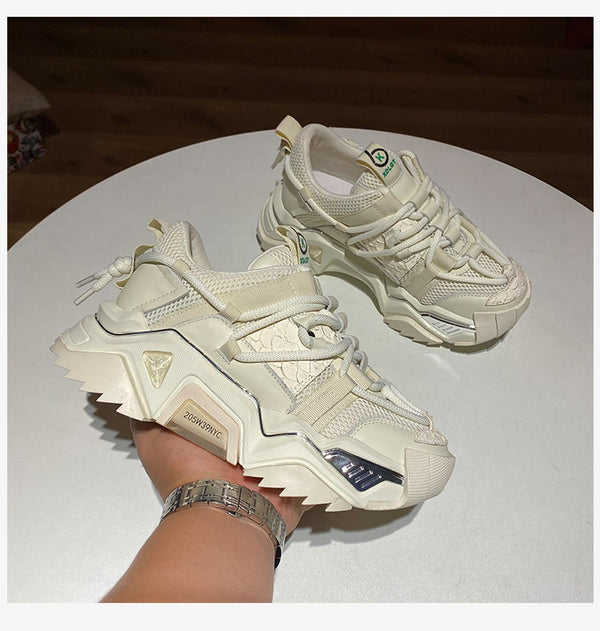 Zapatos Deportivos Papá con Suela Gruesa de Cuero