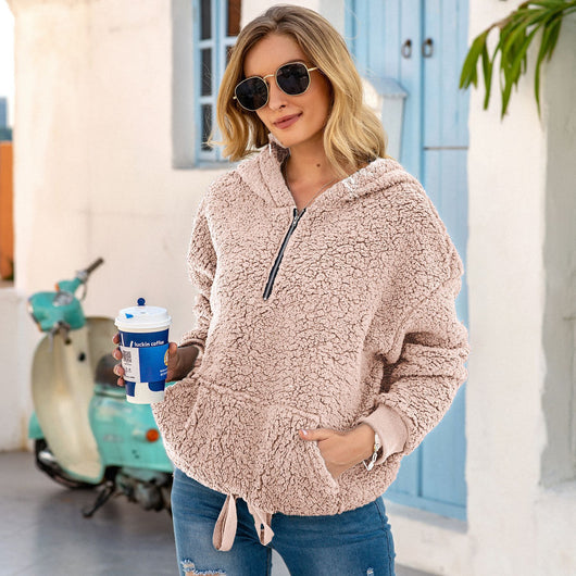 Suéter Pullover Holgado de Felpa Color Sólido para Mujer - Image 11