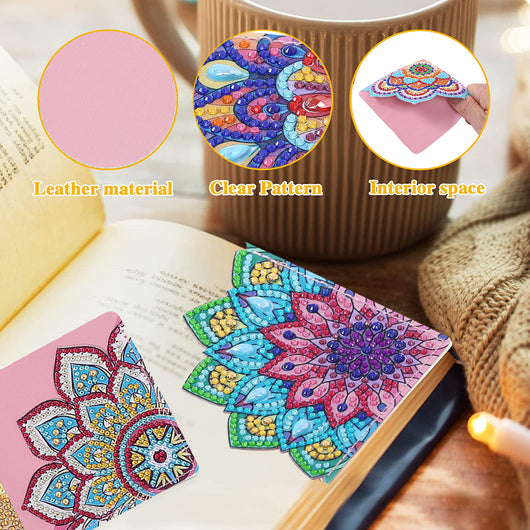 Set de 8 Marcapáginas de Cuero PU con Cristales Mandala Adhesivos Hechos a Mano - Image 7