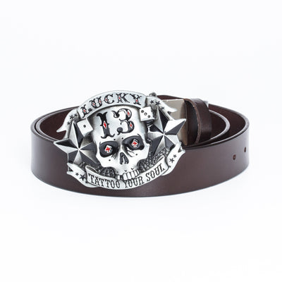 Cinturón de Cuero para Hombre con Hebilla Calavera Skateboard - Image 9