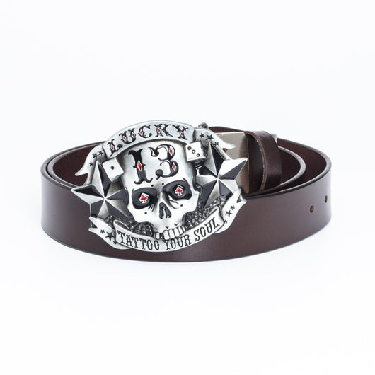 Cinturón de Cuero para Hombre con Hebilla Calavera Skateboard - Image 9